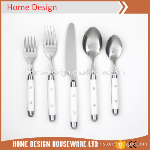cambridge white hanlde flatware set 20pcs reusable